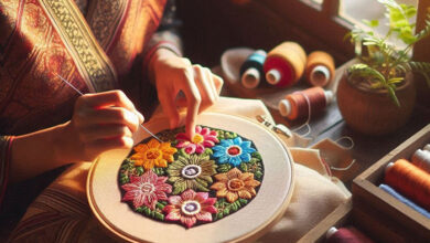 گلدوزی روی پارچه با سوزن