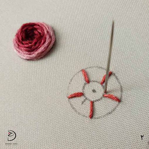 آموزش دوخت رز عنکبوتی در گلدوزی-2