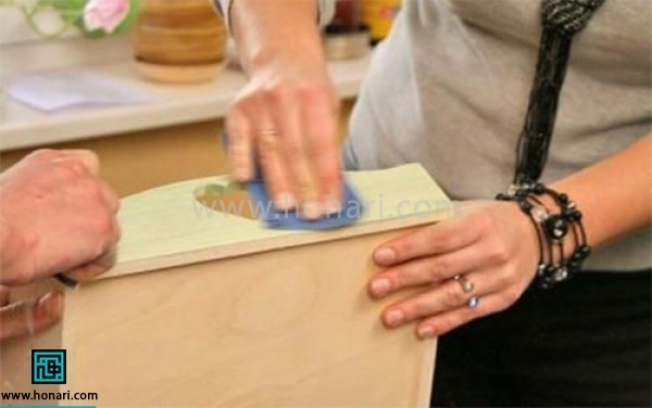 دکوپاژ روی سینی چوبی با ترانسفر