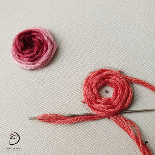 آموزش دوخت رز عنکبوتی در گلدوزی-4