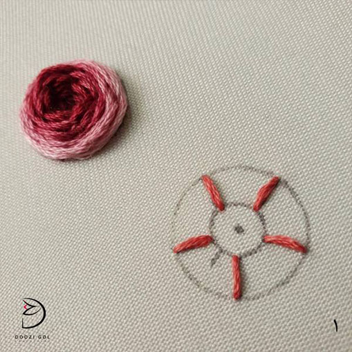 آموزش دوخت رز عنکبوتی در گلدوزی-1