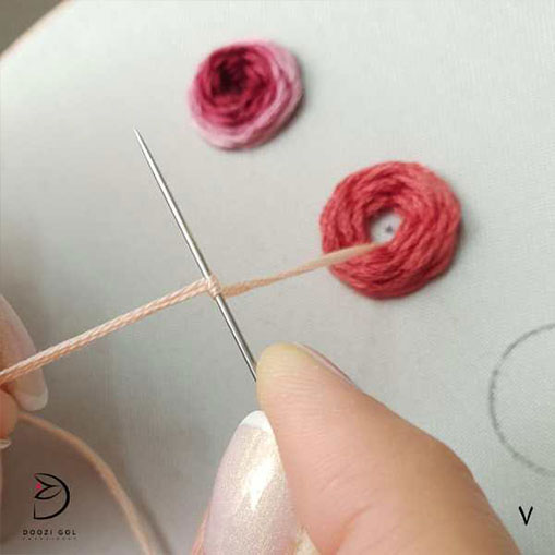 آموزش دوخت رز عنکبوتی در گلدوزی-7