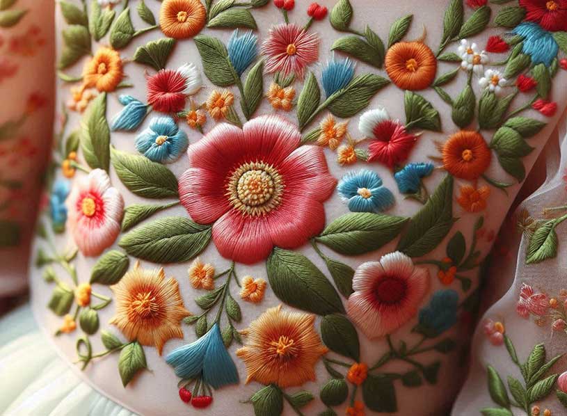 انواع طرحهای گلدوزی برای لباس دخترانه