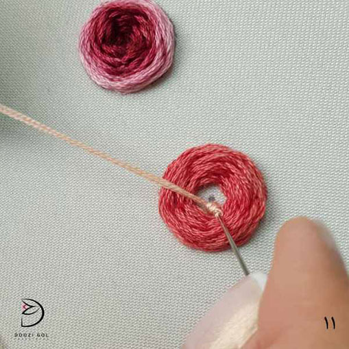 آموزش دوخت رز عنکبوتی در گلدوزی-11