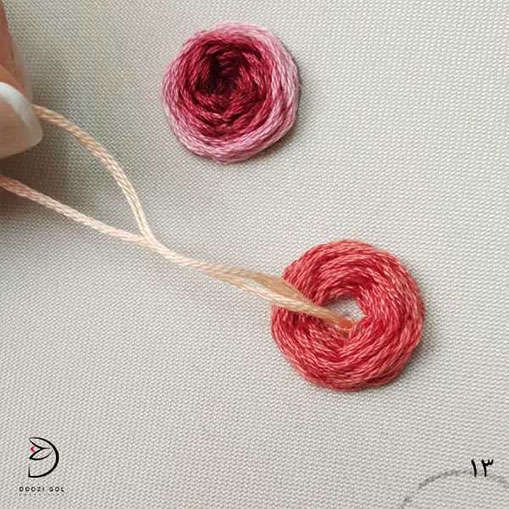 آموزش دوخت رز عنکبوتی در گلدوزی-13