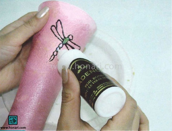 آموزش بیدسپر روی گلدان شیشه ای