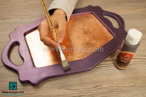 سینی چوبی ورق طلا