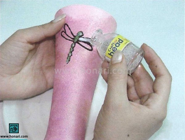 آموزش بیدسپر روی گلدان شیشه ای