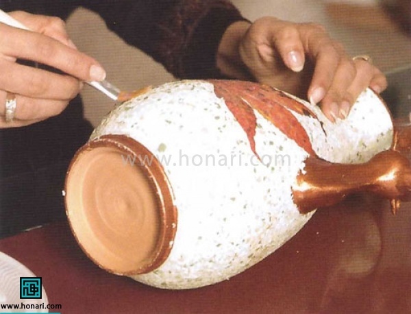 تزیین گلدان سفالی