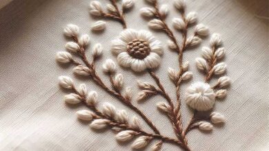 گلدوزی با نخ معمولی