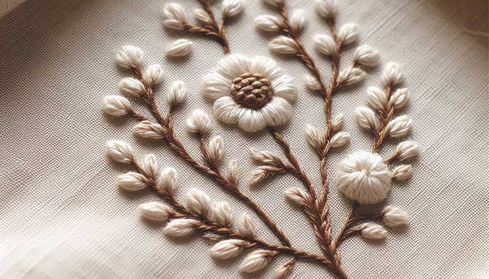 گلدوزی با نخ معمولی