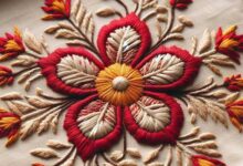 آموزش گلدوزی گل پنج پر