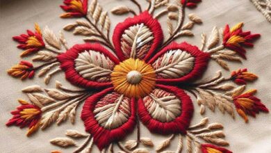 آموزش گلدوزی گل پنج پر