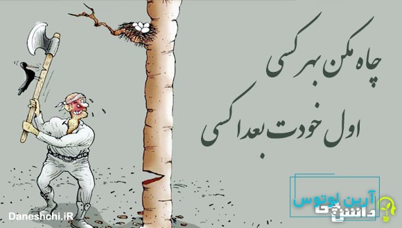 چاه مکن بهر کسی، اول خودت بعدا کسی