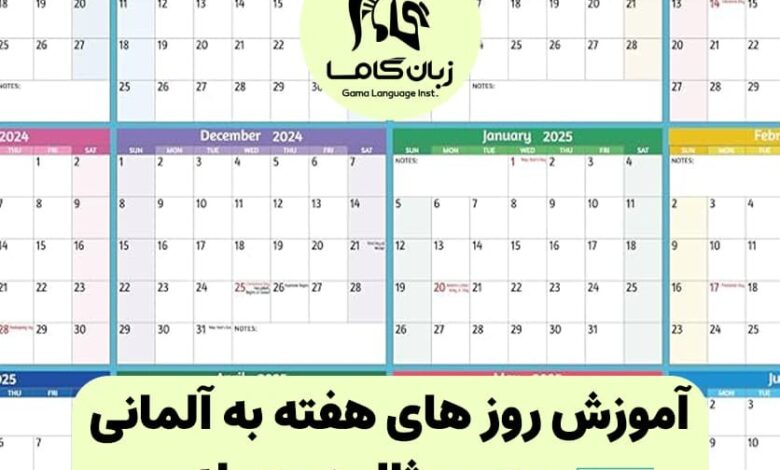 روز های هفته به آلمانی