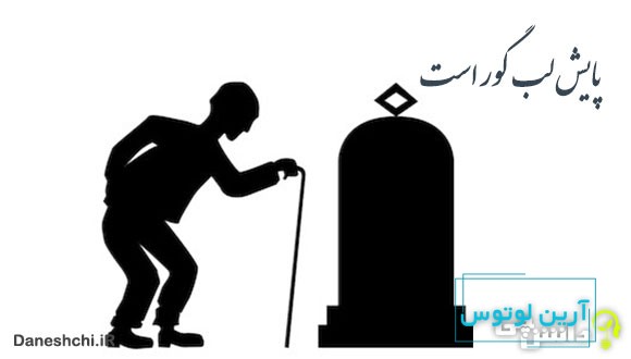 معنی پایش لب گور است