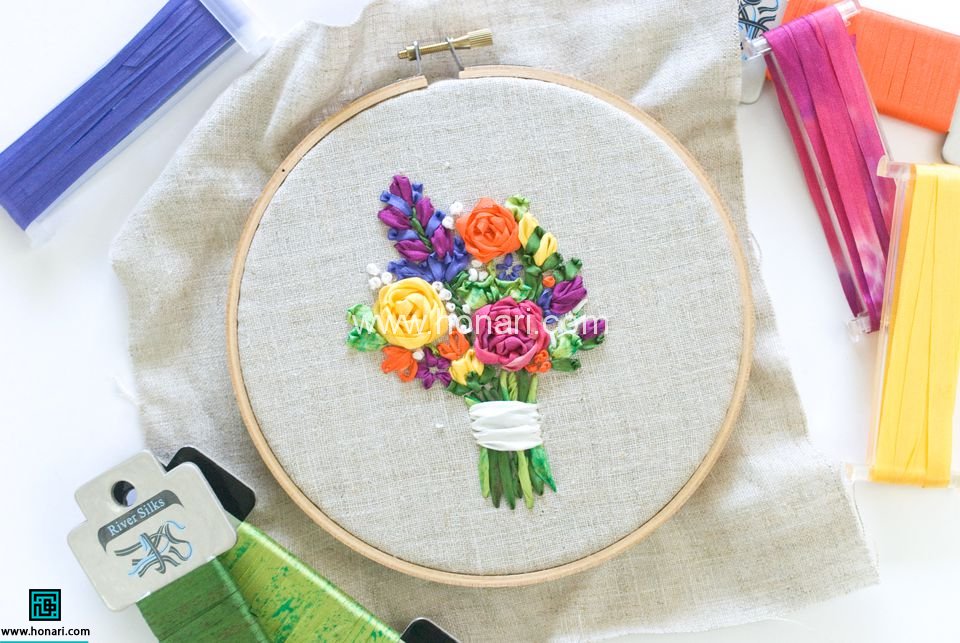 گل دوزی دسته گل 1