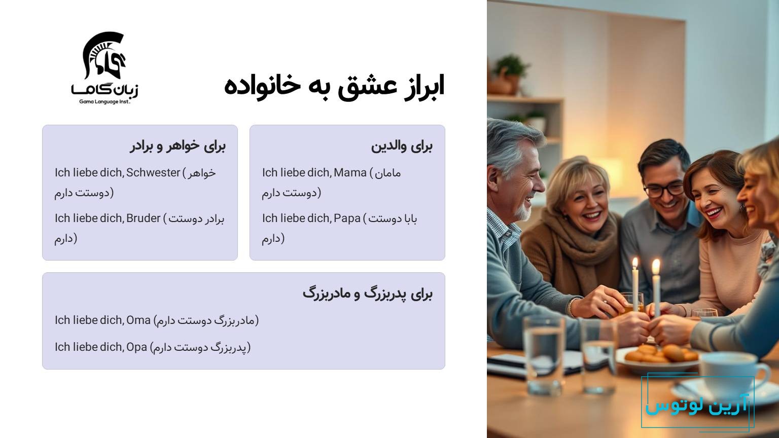 جملات عاشقانه برای خانواده به آلمانی