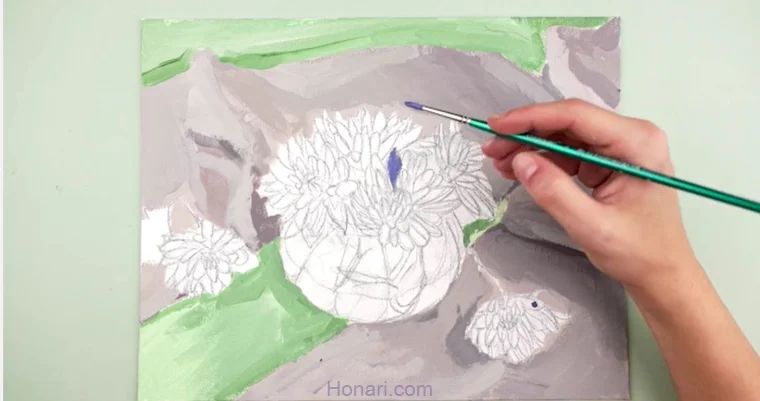 مرحله چهارم نحوه کار با رنگ اکریلیک