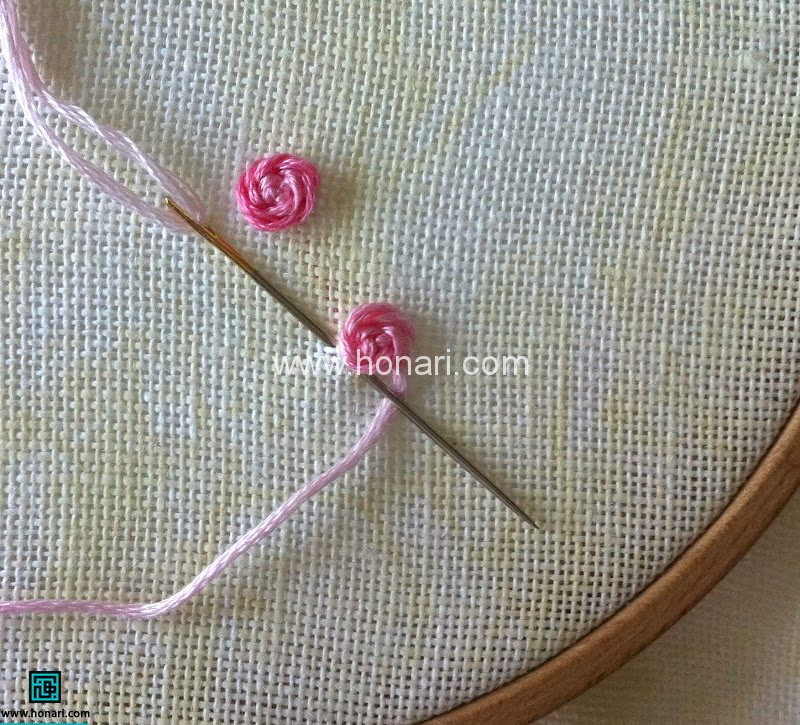 آموزش گل رز گلدوزی با دست