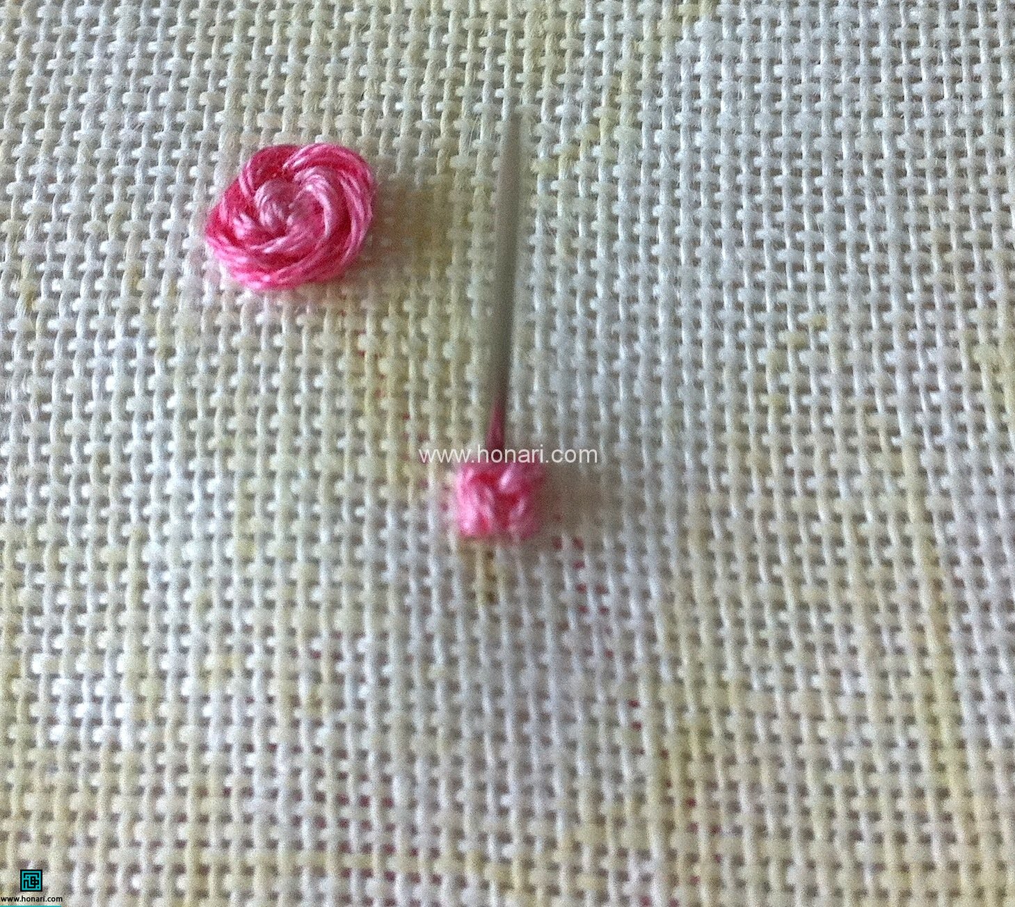 اموزش گل دوزی گل رز ساده با عکس