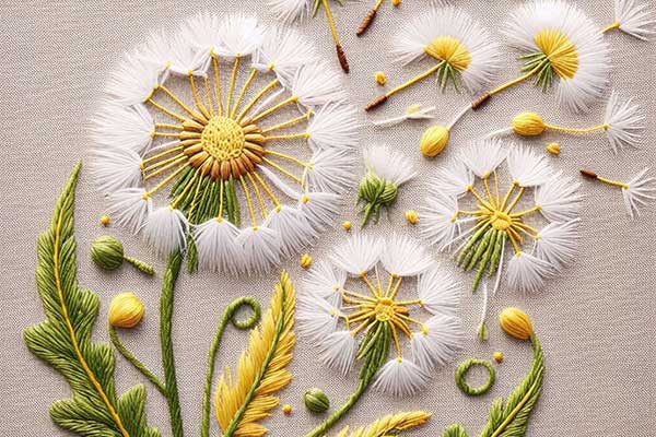 مشاهده طرحهای مختلف گلدوزی قاصدک