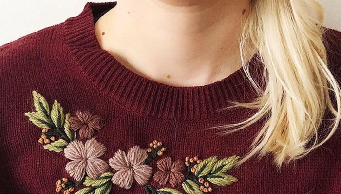 مراحل و لوازم مورد نیاز گلدوزی با کاموا روی بافتنی