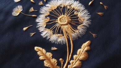 طرح خام گلدوزی قاصدک برای گلدوزی