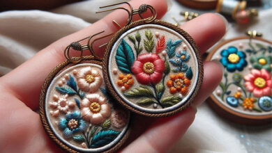 آموزش ساخت گوشواره گلدوزی در خانه