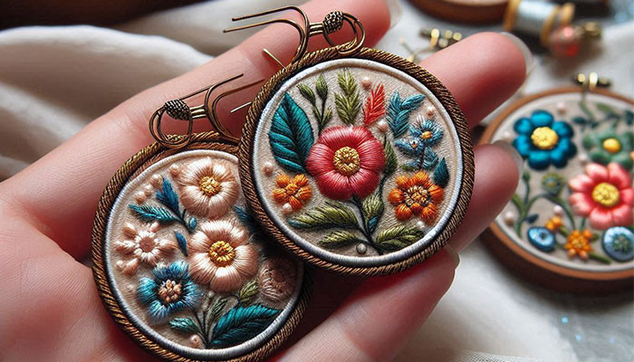 آموزش ساخت گوشواره گلدوزی در خانه