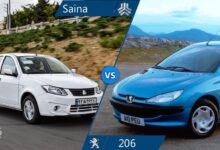 مقایسه ساینا و 206