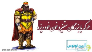 معنی هر که با بزرگان ستیز و خون خود ریزد