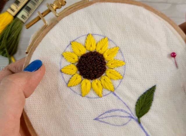 آموزش گلدوزی گل آفتابگردان