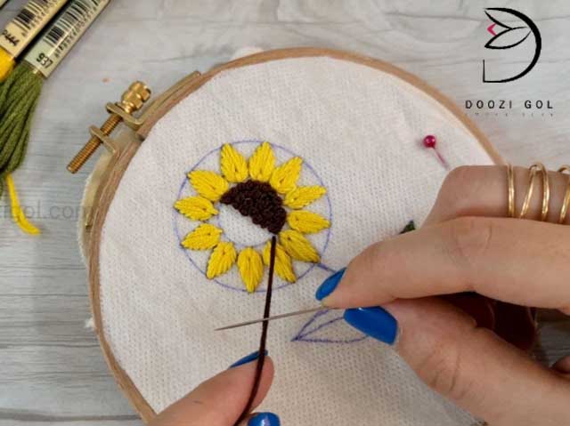 گل دوزی برزیلی گل آفتابگردان