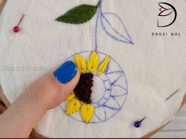 آموزش دوخت برزیلی گل آفتابگردان