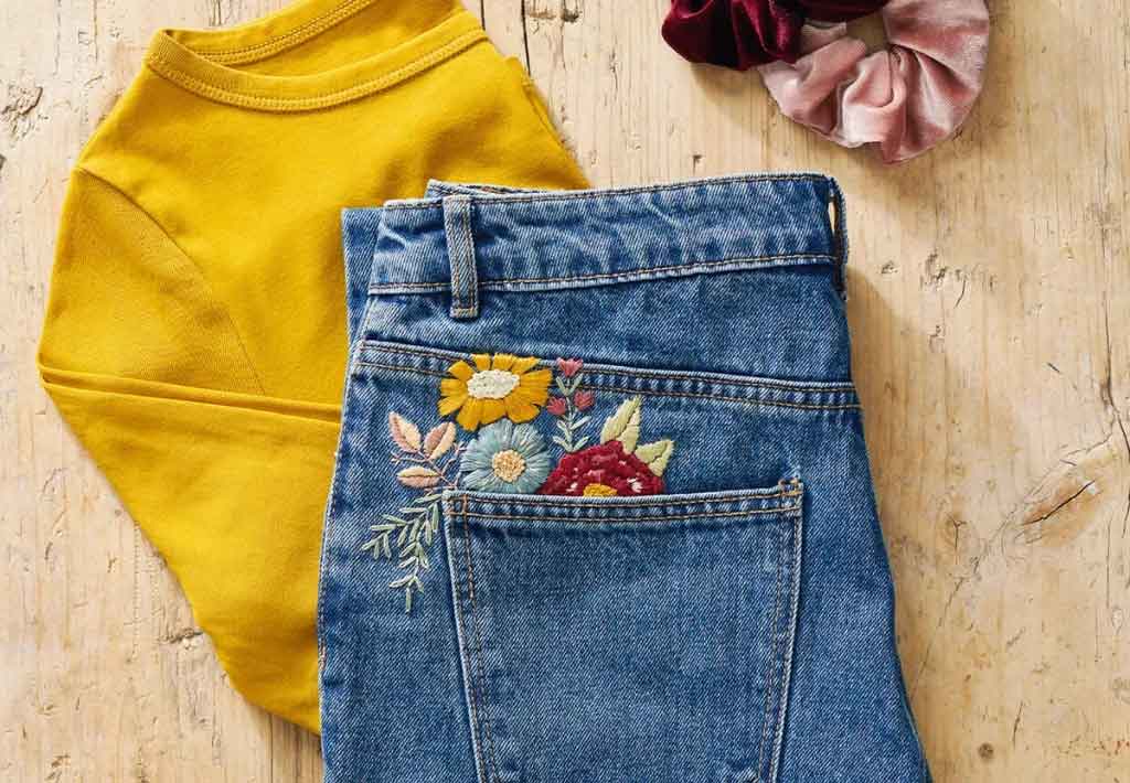 طرح مناسب برای گلدوزی بر شلوار لی