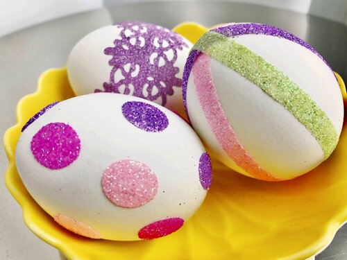 Glittered Easter eggs. Photo by The Inspired Hostess