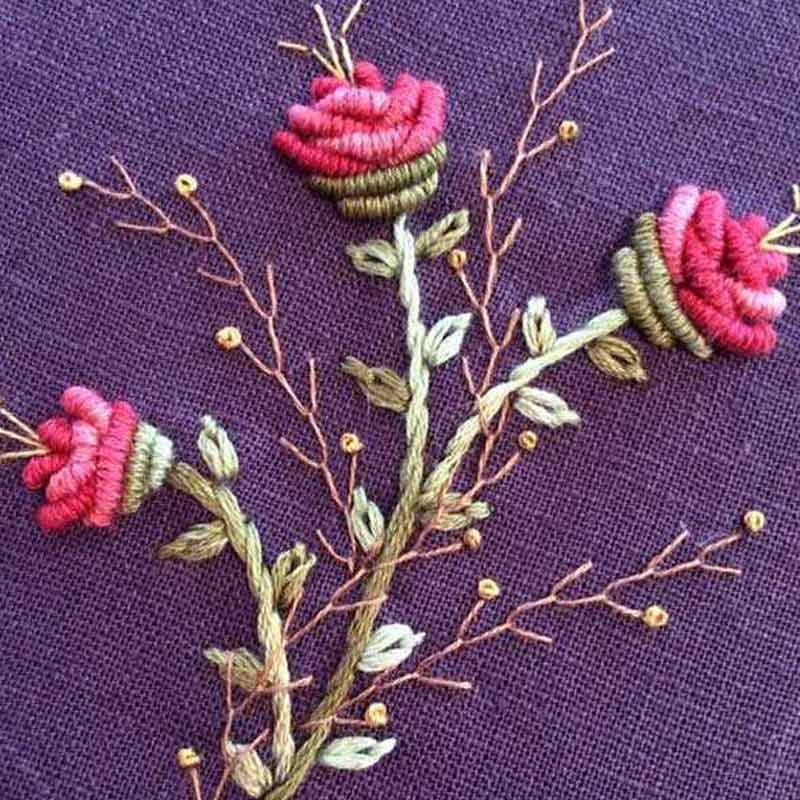 آموزش انواع گل رز در گلدوزی