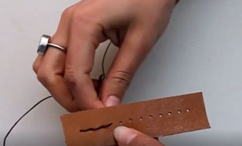 دوخت ساقه دوزی روی چرم