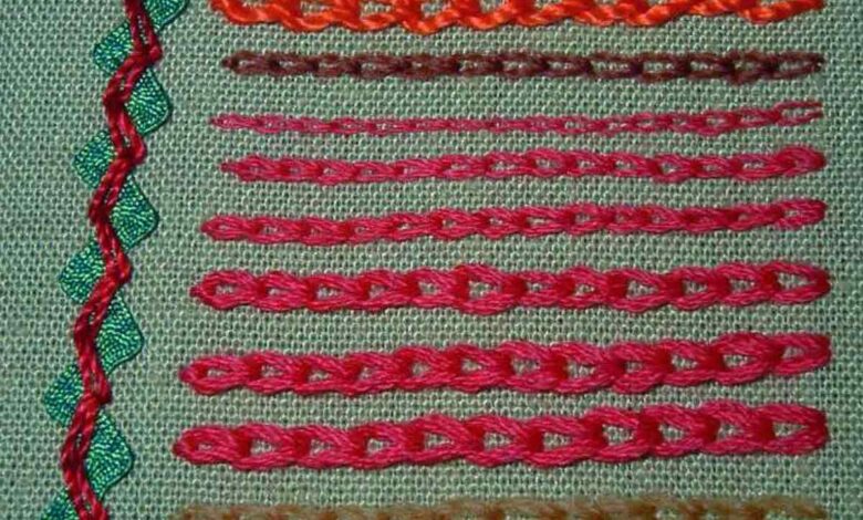 آموزش دوخت زنجیره در گلدوزی