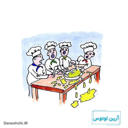 نقاشی ضرب المثل آشپز که دو تا شد