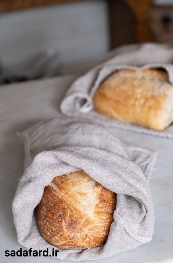 استفاده از پارچه نخی یا کتانی برای تازه نگه داشتن نان