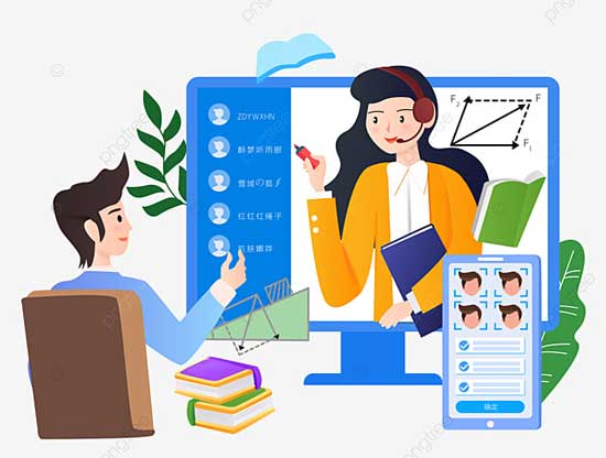 معلم در حال تدریس به صورت آنلاین 