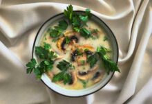 سوپ شیر و خامه و قارچ و مرغ نهایی