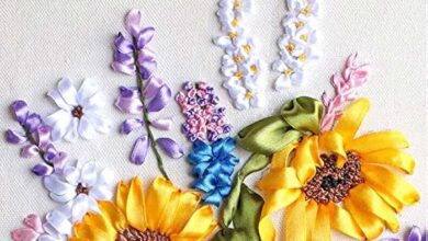 آموزش روبان دوزی روی تل سر