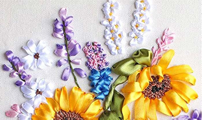 آموزش روبان دوزی روی تل سر